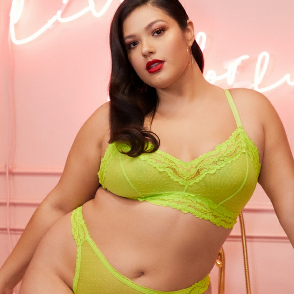Savage X Fenty Rhianna neon green dotted bra 3X